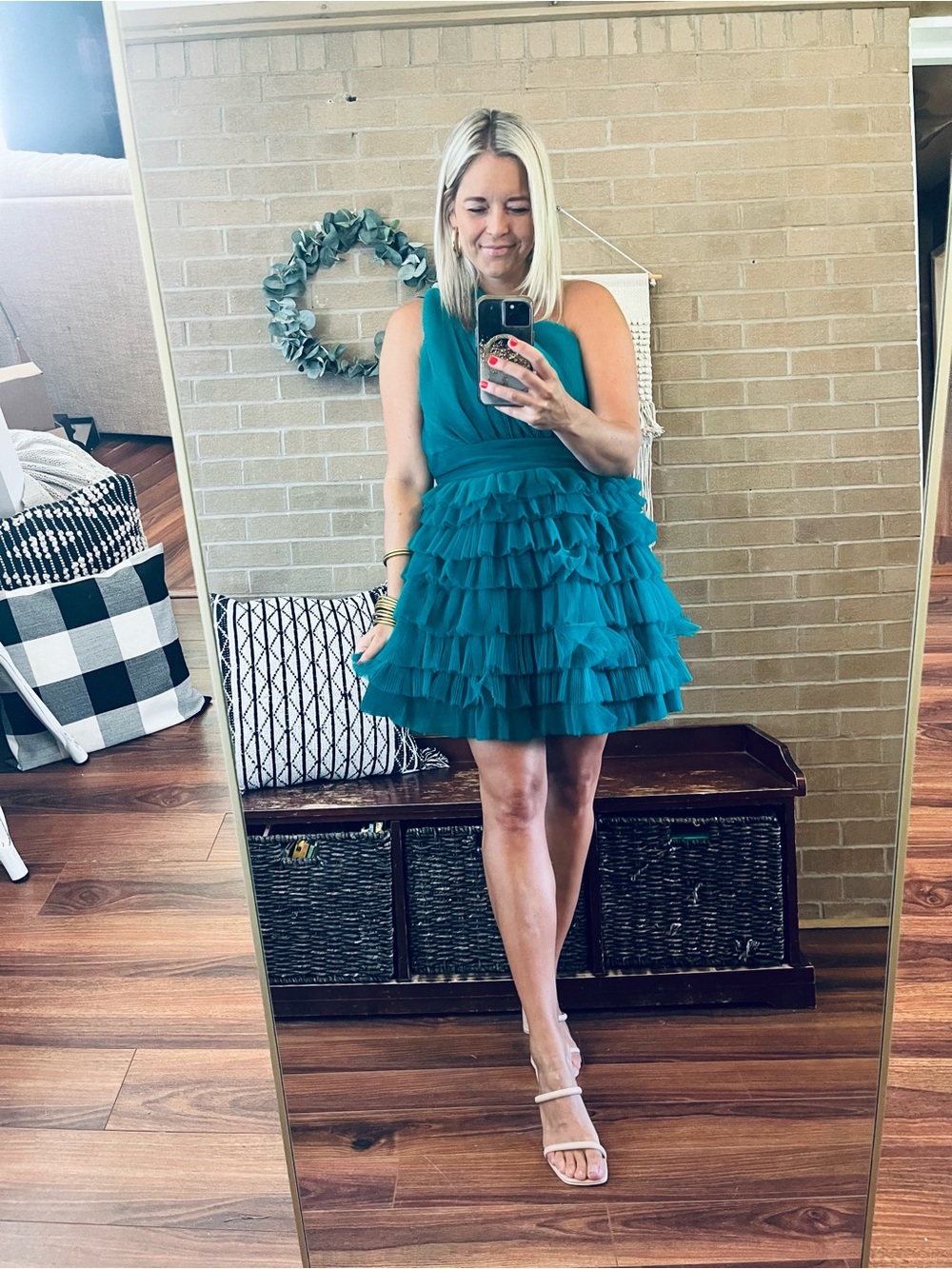Endless Rose Teal One-Shoulder Ruffled Cocktail Dress